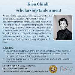 Kieu Chinh Scholarship Endowment 2022 Application Cycle